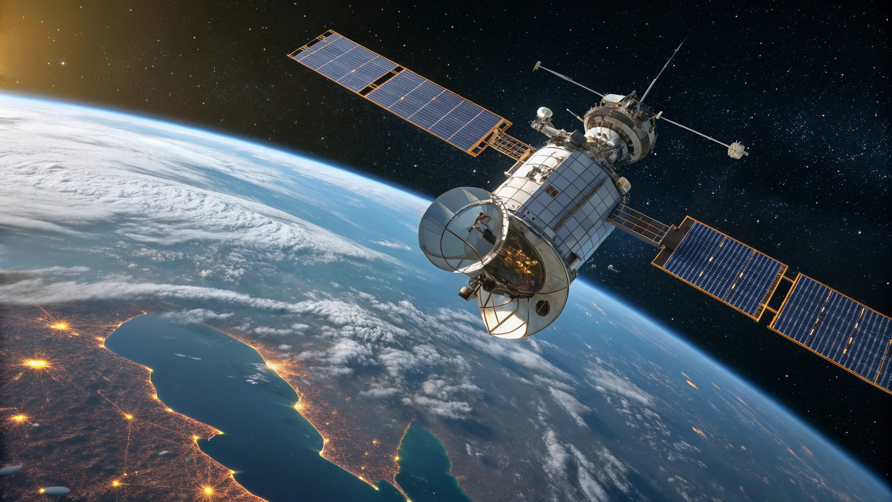 Commercial satellite in low Earth orbit with advanced communications avionics